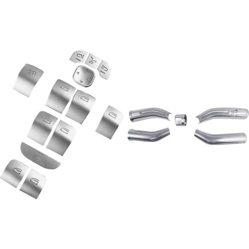 13Pcs Car Door Armrest Panel Covers Stickers for Benz A B GLB Class W177 W247 2020 & 5PCS Car Wiper Steering Lever