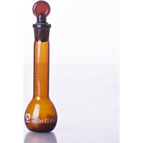 2pcs Volumetric flask with stopper 10ml,Amber Volumetric flask,Measuring bottle,Brown