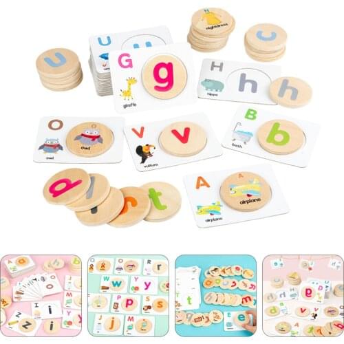 2021 1 Set of Double-sided Cognitive Wood Chips Toys Matching Letter Word Playthings