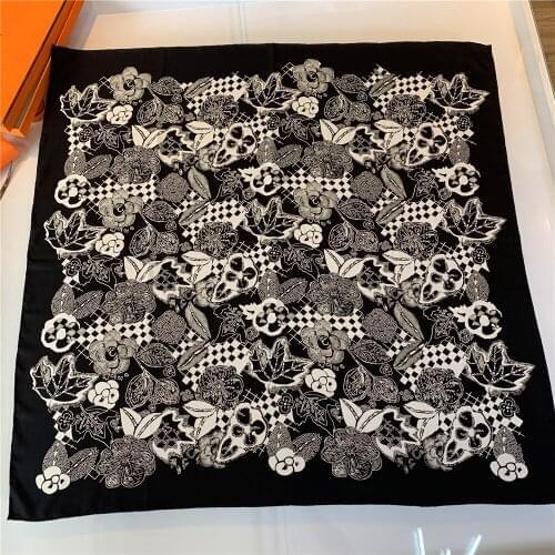 90cm Classic Rose Brand Hijab Scarf Shawl 100% Twill Silk RolledScarf Women Handmade Curled Luxury Square Scarf Fashion Bandana