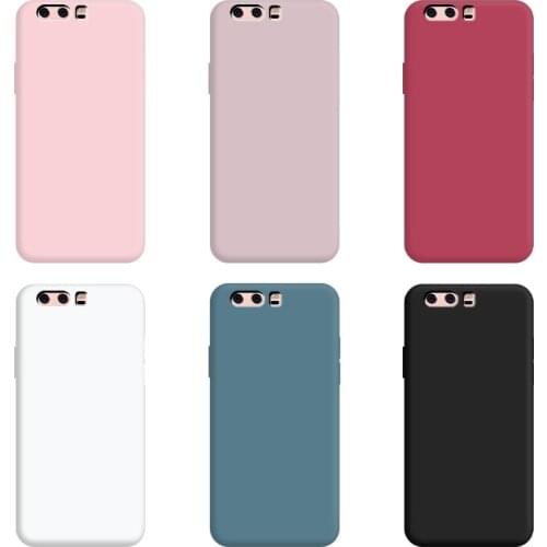For HUAWEI P10 Case Pure Color Silicone Case Macaron Colors Candy hue Soft TPU Simple Black Casing Phone Back Cover