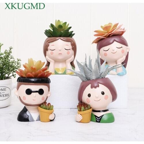 Hot New Products Modern Resin Cartoon Character Crafts Succulents Flower Pots Balcony Plant Pots Home Decoration Ornaments