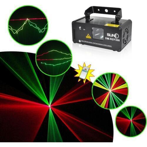 Remote 200mW RGY Laser Stage Lighting 8 CH DMX 512 PRO Scanner DJ Party KTV Show Projector Equipment Light