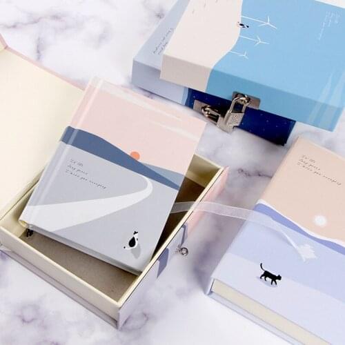 "Cats Journey" Diary with Lock Notebook Cute Functional Planner Lock Book Dairy Journal Stationery Gift Box Package