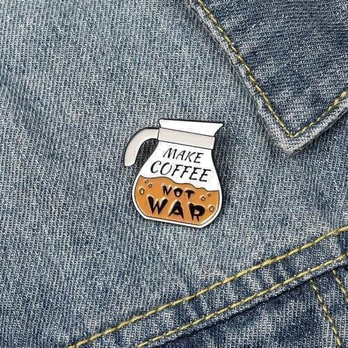 Coffee Pot Enamel Pins Custom Make Coffee Brooches Bag Clothes Lapel Pin Cafe Badge Cartoon Jewelry Gift for Kids Friends