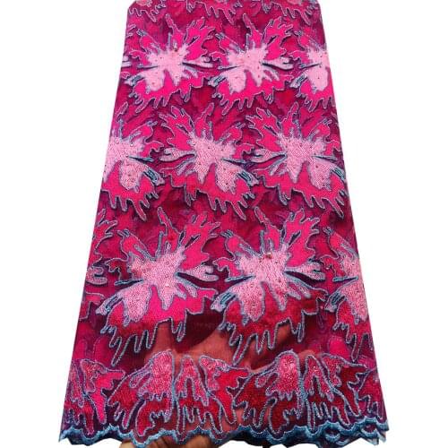 Hot Sale Nigerian Laces Fabrics 2021 High Quality Tulle African Laces Fabric Wedding African French Net Lace ELL2857 Fucshia