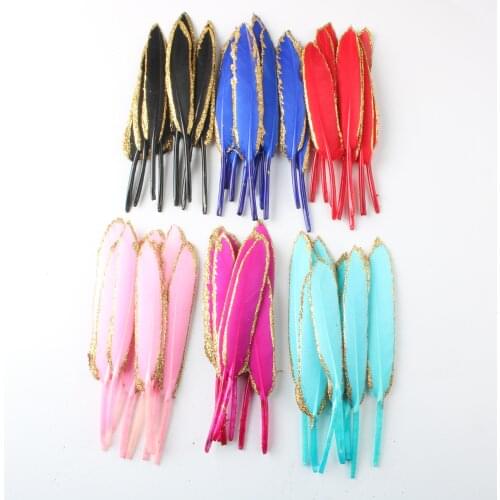 20Pcs/Lot Gold Dipped Duck Feathers Goose Feathers for crafts 10-15CM/4-6" Natural Pheasant Feather for jewelry making DIY Plume