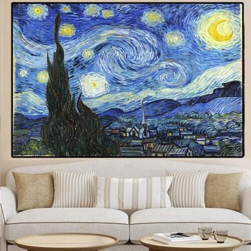 Van Gogh Starry Night Canvas Painting Prints Wall Art Posters Pitures Famous Paintings for Home Decoration Living Room cuadros