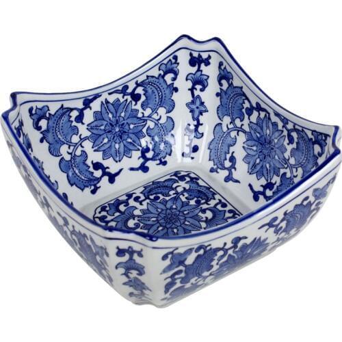 Ceramic fruit plate home furnishings large Jingdezhen blue and white porcelain offering plate living room tea table fruit plate