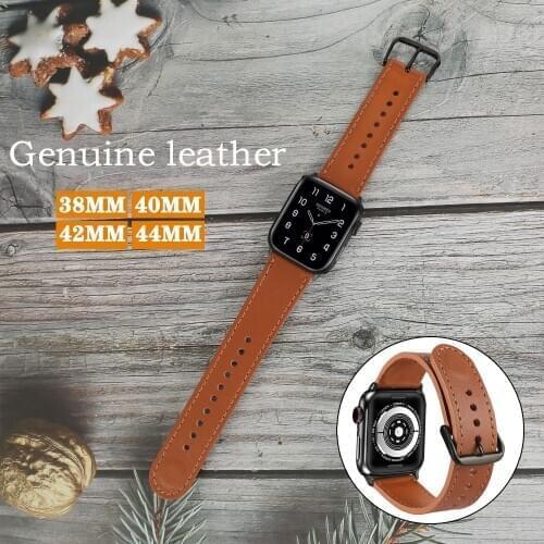 Leather Strap for Apple Watches 6 5 4 40mm 44mm for IWatch Leather Replacement Bracelet for Apple Watch 6 SE 5 4 3 2 1 Band Loop