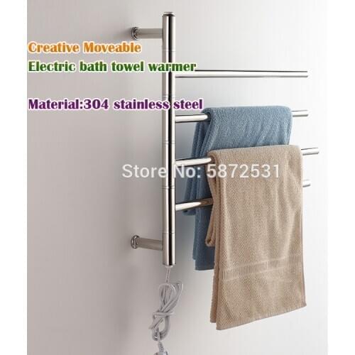 Creative Moveable Electric bath towel warmer 304 stainless steel shower room heated towel warmer bathroom towel warmer rack
