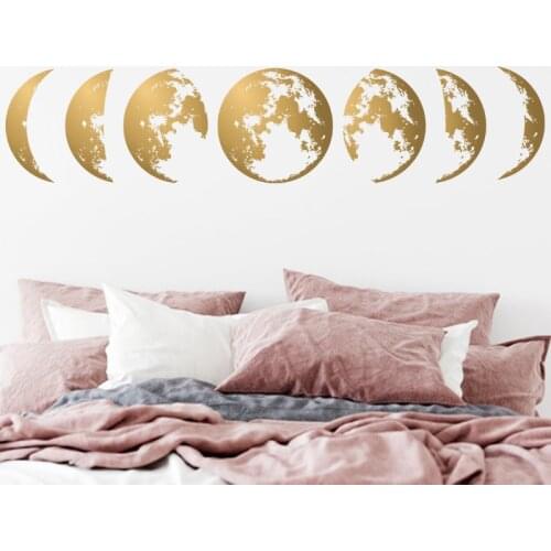 Creative Moon Phase 3D Wall Stickers Living Room Bedroom Background Wall Decoration DIY Art Decals Gold Mural Home Decor