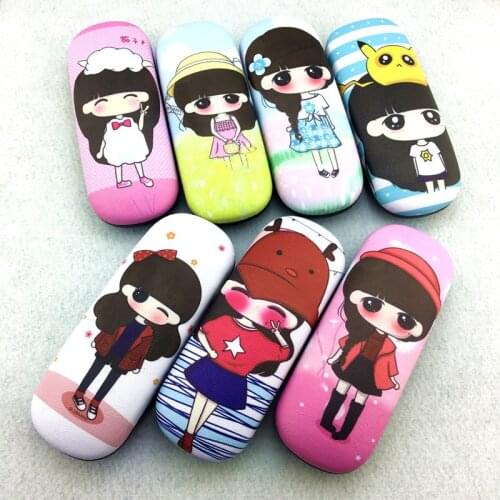 Lymouko Cartoon Cute Princess Little Girl Metal Reading Glasses Case for Lady Kit Holder Container PU Optical Glasses Box