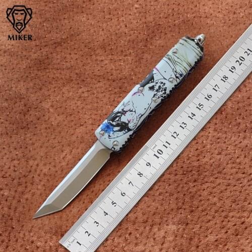 MIKER 85 single-edge blade CNC D2 6061-T6 aluminu handle,outdoor EDC hunt Tactical tool dinner kitchen knife