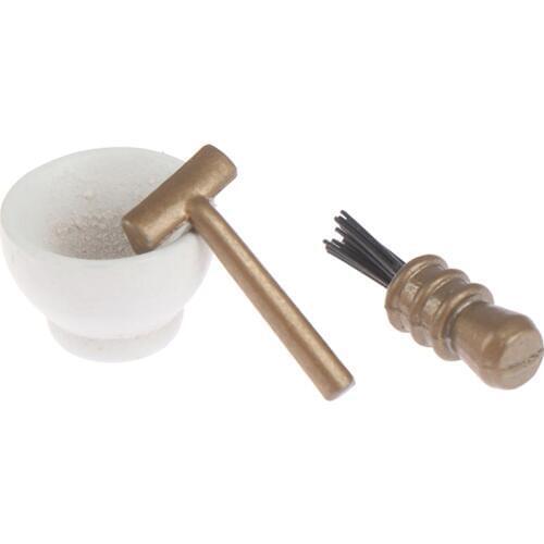 1:12 Scale Dollhouse Miniature Bathroom Accessories Doll House Metal Cute Shaver Set Brush Razor Mini Hair Drier