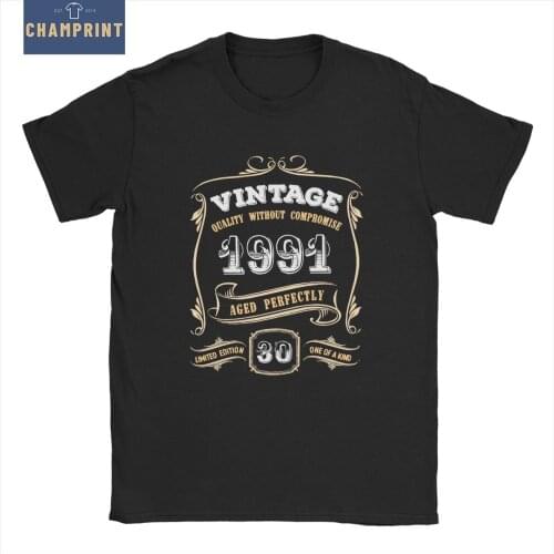 Men 30th Birthday Gift Gold Vintage 1991 Aged Perfectly T Shirt Cotton Tops Novelty Short Sleeve O Neck Tee Shirt Summer T-Shirt