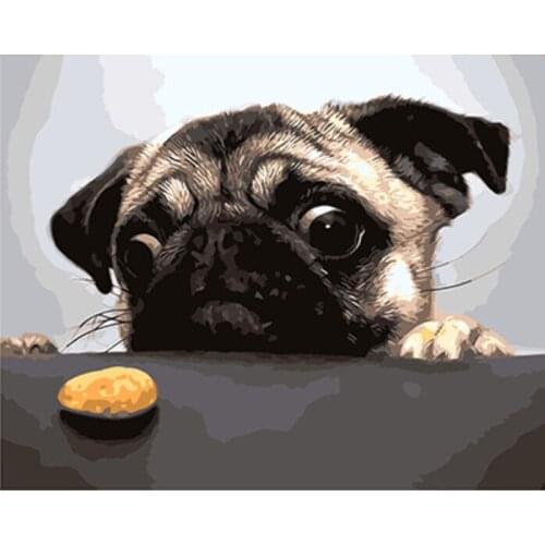 DRAWJOY Framed Pictures Painting & Calligraphy DIY Painting By Numbers Of Dog Animal Oil Painting Home Decor 40*50cm GX8765