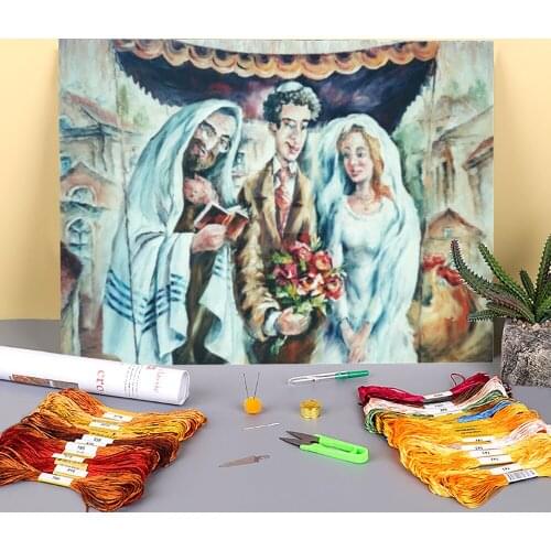 Blissful Day Printed Fabric 11CT Cross Stitch Kit Embroidery DMC Threads Hobby Knitting Craft Needlework Needle Promotions