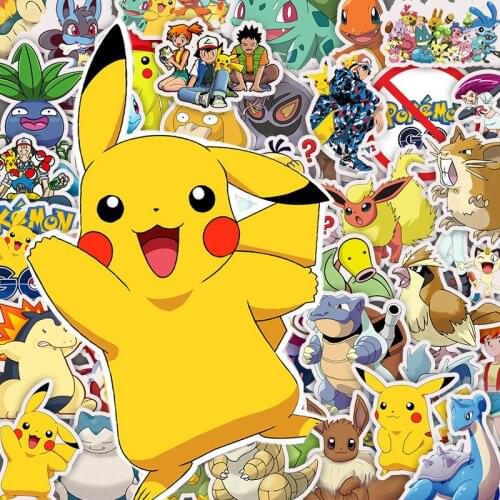 10/50PCS Pokemon Waterproof Stickers Cartoon Kawaii Pikachu Anime Stikers Kids Girl Guitar Skateboard Laptop Luggage Stikers Toy