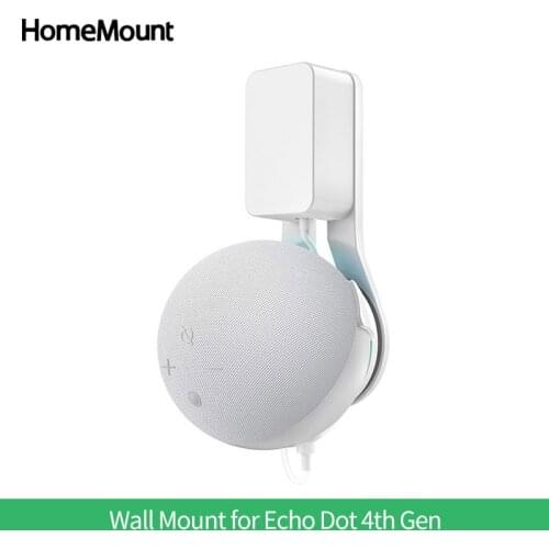 HomeMount Wall Stand for Echo Dot 4th Generation Hanging Space-Saving Bracket Shelf Compatible With Alexa Smart Speaker Mount