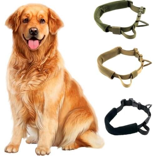 Nylon Tactical Dog Collar Harnesses Leads Military Adjustable Training Dog Pet Collar with Metal D Ring Buckle Dog Accessories