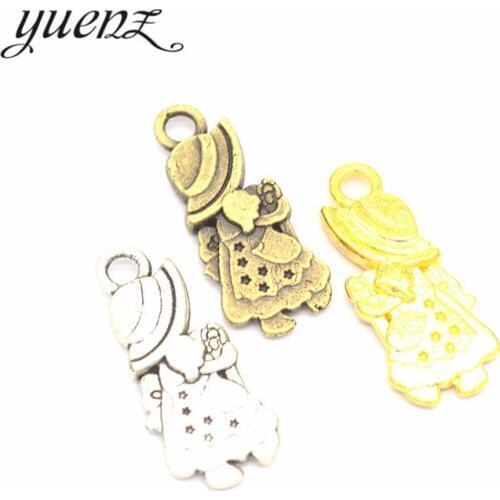 YuenZ 8pcs 3 color Antique Silver Plated girl Charms Pendant DIY Handmade Jewelry Accessories 28*12mm I113