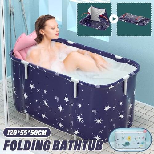 Portable Folding Bathtub for Adult Children Swimming Pool Large Plastic Bathtub Bath Bucket Insulation Bathing Bath Tub W/ Cover