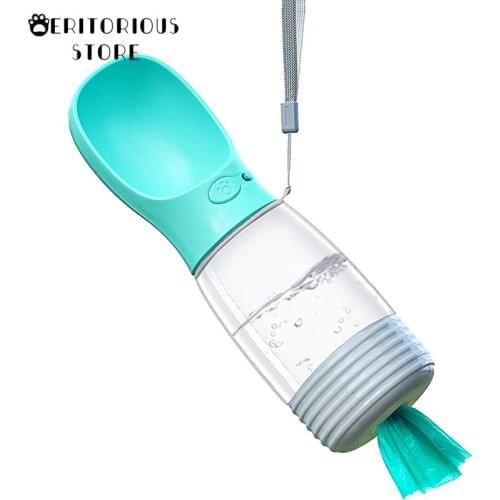 Benepaw Durable Dog Water Bottle with Poop Bag Dispenser Portable Safe Travel Pet Drinking Bottle Perfect for Walking Hiking