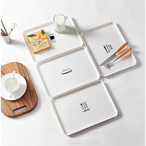 Rectangular plate household simple breakfast plate plastic tea plate dinner plate dessert small tray dishes and plates sets