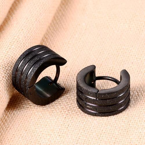 QianBei 8MM New Fashion 316L Stainless Steel Jewelry Black Wedding Earrings for women mens Enagagement Wedding jewelry HOT
