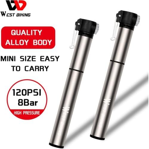 WEST BIKING Bicycle Pump High Pressure Aluminium Alloy Hand Air Pump Hose Pressure Cycling Tire Cycling Accessories Bike Pump