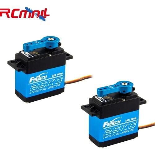 2pcs Feetech 7.4V 25kg.cm Large Torque Servo, 180 Degree Digital Servo with 25T Servo Arm for Smart Car Robot Robotic DIY