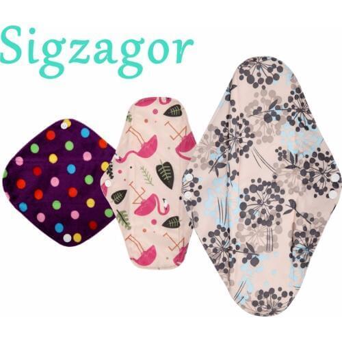 [Sigzagor]S M XL Cloth Menstrual Pad Mama Cloth Sanitary BAMBOO Reusable Washable Panty Liner Regular Overnight