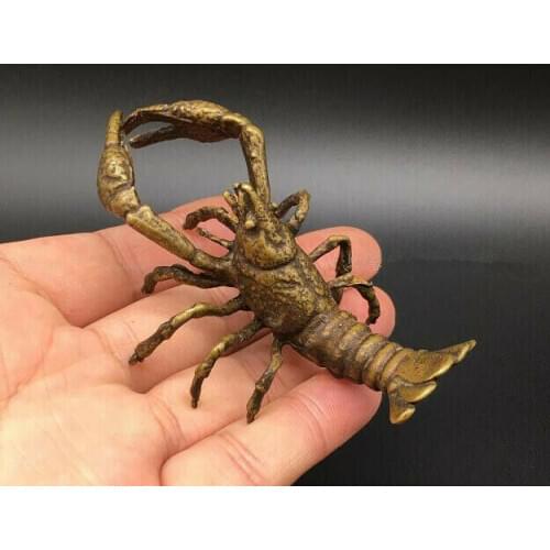 Chinese Pure Brass Crawfish Statue