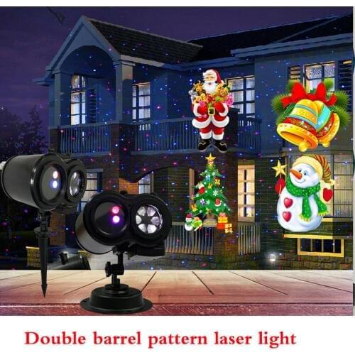 LED double-tube water pattern lamp 12 pattern film Laser projection lamp Christmas projection lamp Snowflake lamp lawn lamp