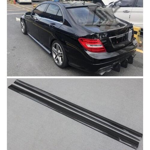 High Quality REAL CARBON FIBER SIDE BODY SKIRTS KIT LIP COVER FOR Mercedes-Benz W204 C63 C180 C200 C260 C300 2/4door 2007-2014