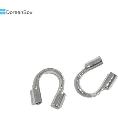 Doreen Box Lovely 200 Silver Color Wire Guardian Wire Protectors 5x5mm (B06709)