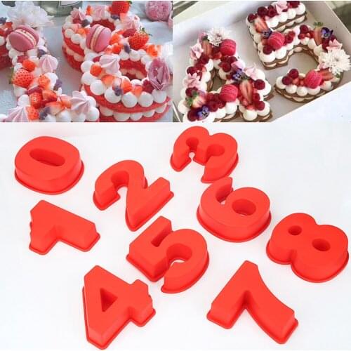 0-9 Number 3D Silicone Mold Birthday Cake Chocolate Cookie Muffin Pastry Ice Cream Bread Candy DIY Split Set Mould Baking Tool