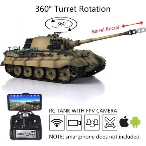 1/16 Heng Long FPV 7.0 Barrel Recoil Customized King Tiger RC Tank 3888A Metal TH17572-SMT4