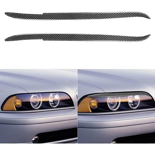 1 Pair Car Headlight Eyelids Stickers Replacement Auto Headlamp Eyebrows Trim Decorative Stickers for BMW E39 1997-2003