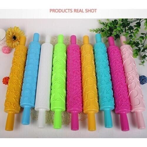 Kitchen Gadgets Different Patterns Patterned Rolling Pin 1 PC Embossed Roller Non-Stick Fondant Mold Cake Decorating Tool