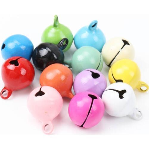 12mm 10pcs Mix color Copper Round Loose Beads Jingle Bells Christmas Tree Ornamen Decoration Pendants Party Home Accessories
