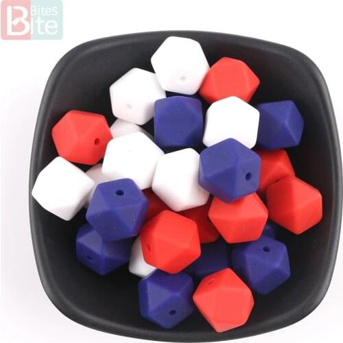 Bite Bites 10pc 14mm Hexagon Silicone Beads DIY Baby Teething Pacifier Chain Nurse Gift BPA Free Soft Beads Baby Teether New