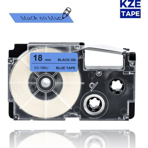 18mm Casio Black on Blue compatible label tapes XR18BU XR 18BU XR-18BU for KL-60 typewriter KL-60SR KL120 EZ Label Maker