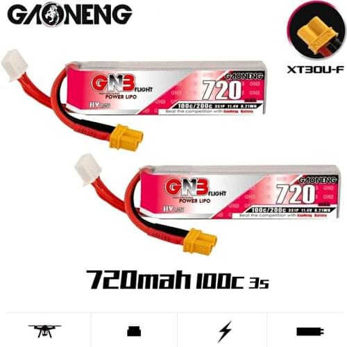 Gaoneng GNB 720mAh 3S 11.4V 100C/200C HV Lipo Battery XT30 Plug for FPV Racing Drone 4 Axis UAV Quadcopter RC Drone Parts