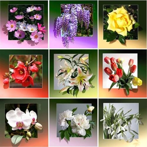 5D DIY Cross Stitch Diamond Embroidery Full Round Square Resin Rhinestone Home Decoration Diamond Painting Daisy Rose Mosaic Art