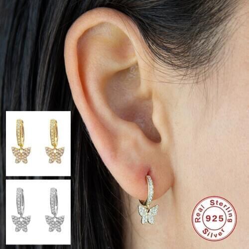 Aide 925 Sterling Silver Fashion Lightning Pendant Small Hoop Earrings for Women Fine Jewelry Gold Silver Huggie Earring Gift