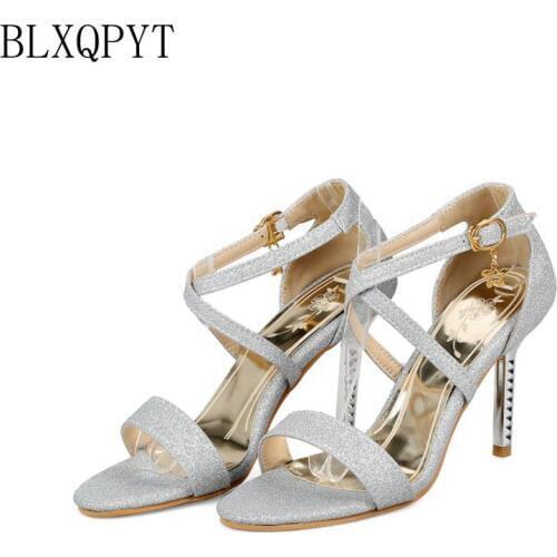 BLXQPYT Summer Sexy Fashion Shoes Women Big & Small Size 31- 48 Sandals Ladies Wedding Shoes High Heels(9cm) Woman Pumps 231