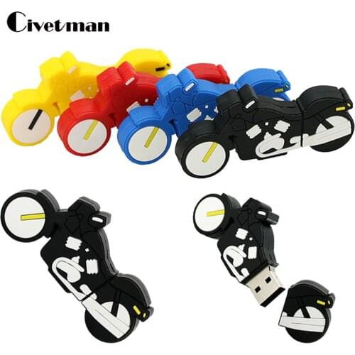 Pendrive 64GB Moto USB Flash Drive Motorcycle Pen Drive 32GB 16GB 8GB Cartoon 4GB USB 2.0 Memory Stick Flash Card
