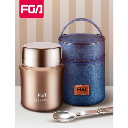 FUGUANG 700/1000ml Food Thermal Jar Vacuum Insulated Soup Pot Thermos Container 304 Stainless Steel Lunch Box with Folding Spoon